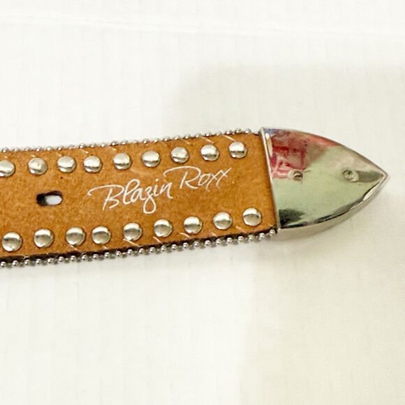 Blazin Roxx Belt MEDIUM Brown Croc Print Western Rodeo Bling Rhinestone Jewels - Picture 7 of 11